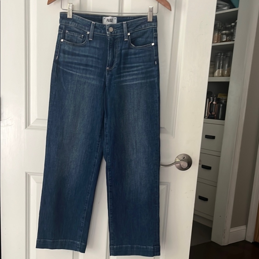 PAIGE Nellie Culotte Indigo Blue Ankle Cropped wide leg Jeans Classic Style - Picture 2 of 14